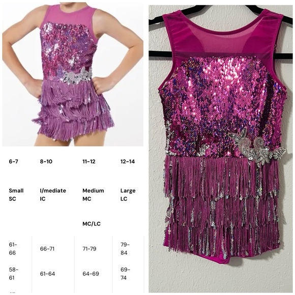 Weissman Perfect Day MC Medium (11-12) Dance Costume with Sequined Fringe Detail - Picture 1 of 10